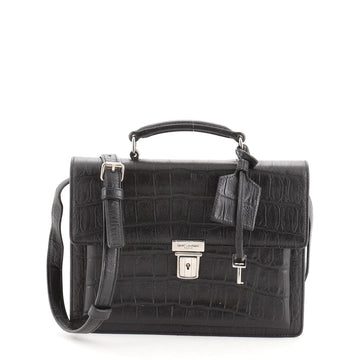 Saint Laurent High School Satchel Crocodile Embossed Leather Small