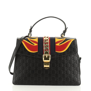 Sylvie Top Handle Bag Guccissima Leather with Applique Medium