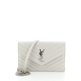 Classic Monogram Wallet on Chain Matelasse Chevron Leather Small