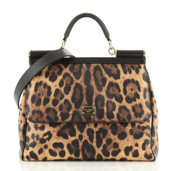 Miss Sicily Bag Leopard Print Leather Large