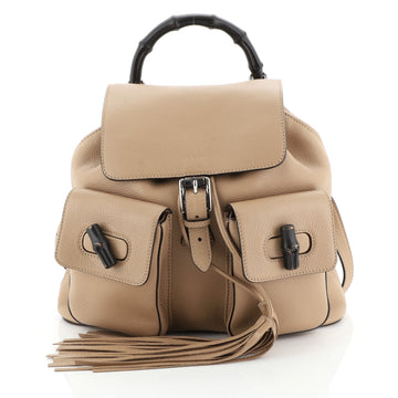 Bamboo Tassel Backpack Leather Medium