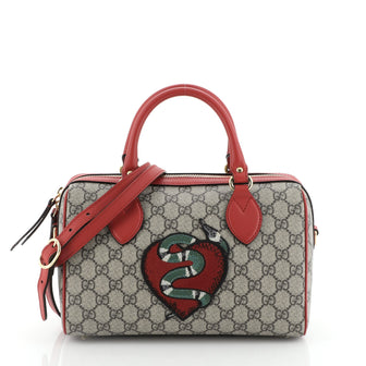 Convertible Boston Bag Embroidered GG Coated Canvas Small