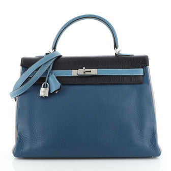Kelly Handbag Multicolor Clemence with Brushed Palladium Hardware 32