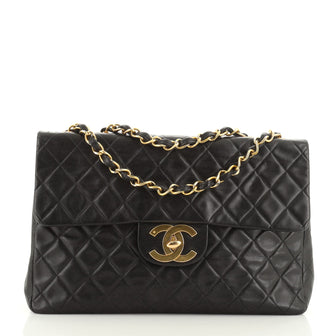 Chanel Vintage Classic Single Flap Bag Quilted Lambskin Maxi