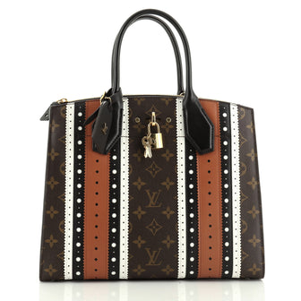 City Steamer Handbag Limited Edition Brogue Monogram Canvas and Leather MM