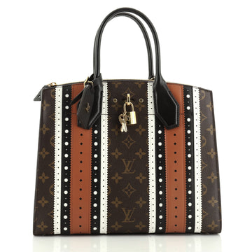 City Steamer Handbag Limited Edition Brogue Monogram Canvas and Leather MM