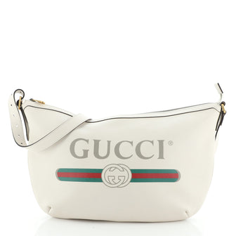 Logo Half-Moon Hobo Printed Leather