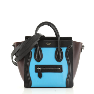 Tricolor Luggage Bag Leather Nano
