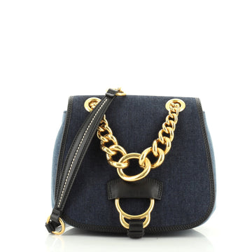Madras Dahlia Saddle Bag Denim Large