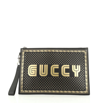 Gucci Wristlet Clutch Limited Edition Printed Leather 