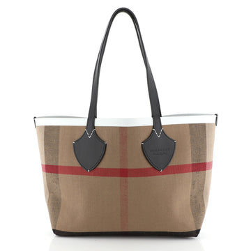 Reversible Giant Tote House Check Canvas and Leather Medium