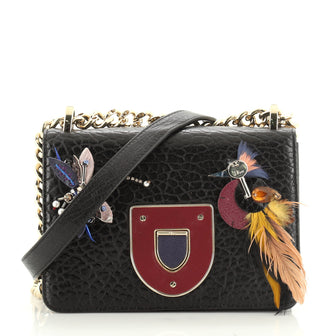 Diorama Club Flap Bag Leather with Applique Small