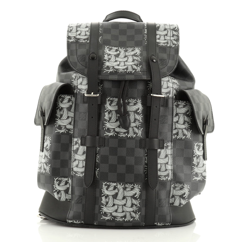 black louis vuitton christopher backpack Louis Vuitton Christopher Backpack Limited Edition Nemeth Damier Graphite PM Black 504003