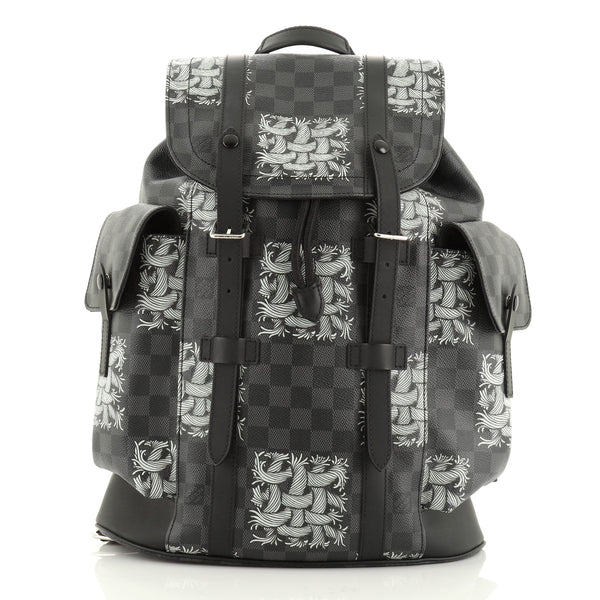 louis vuitton christopher backpack black Louis Vuitton Christopher Backpack Limited Edition Nemeth Damier Graphite  PM Black 504003