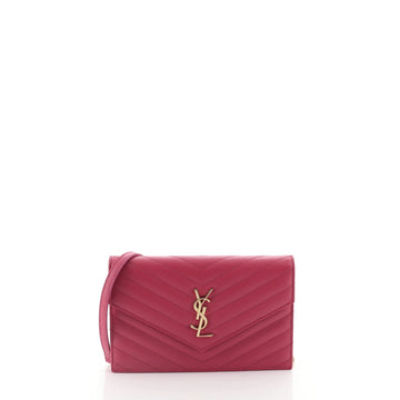 Classic Monogram Wallet on Chain Matelasse Chevron Leather Small