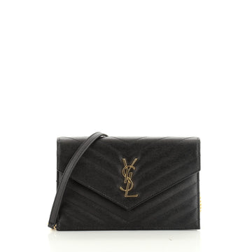 Classic Monogram Wallet on Chain Matelasse Chevron Leather Small