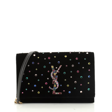Classic Monogram Wallet on Chain Embellished Velvet