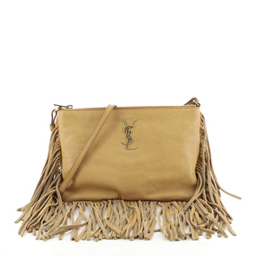 Classic Monogram Fringe Zip Crossbody Bag Leather Small