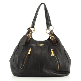 Front Zip Shoulder Bag Cervo Antik Leather Medium