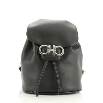 Gancini Flap Drawstring Backpack Leather Mini