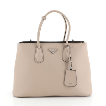 Prada Turnlock Cuir Twin Tote Saffiano Leather Medium