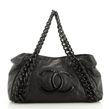 Resin Modern Chain Tote Calfskin East West