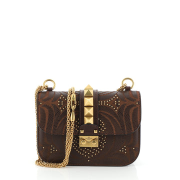 Glam Lock Shoulder Bag Embroidered Leather Small