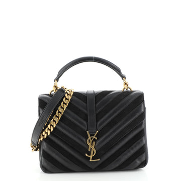 Saint Laurent Classic Monogram College Bag Matelasse Chevron Leather and Suede Medium