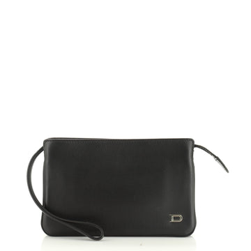 Triple Zip Wristlet Pouch Leather Small