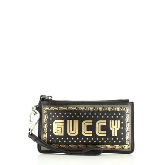 Gucci Wristlet Clutch Limited Edition Printed Leather Small