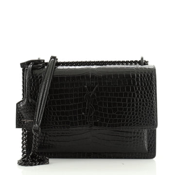 Sunset Crossbody Bag Crocodile Embossed Leather Medium
