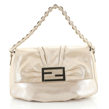 Fendi Mia Flap Bag Metallic Leather 
