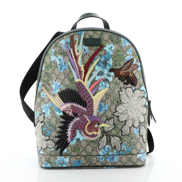 Gucci Zip Backpack Blooms Print Embroidered GG Coated Canvas Medium