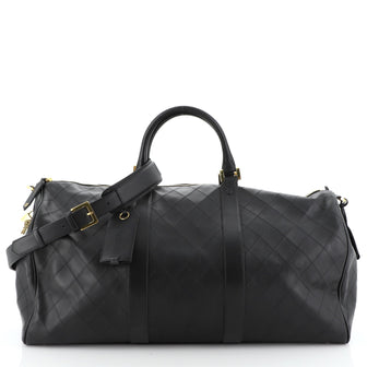 Vintage Diamond Stitch Boston Bag Quilted Lambskin XL