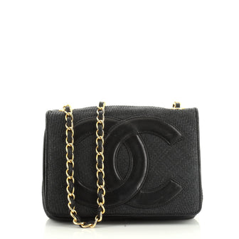 Vintage CC Flap Bag Raffia Small