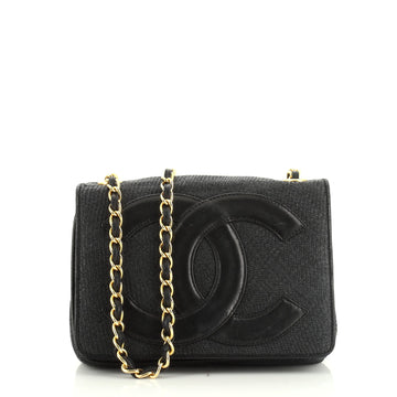 Vintage CC Flap Bag Raffia Small