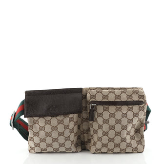 Gucci Vintage Double Belt Bag GG Canvas 