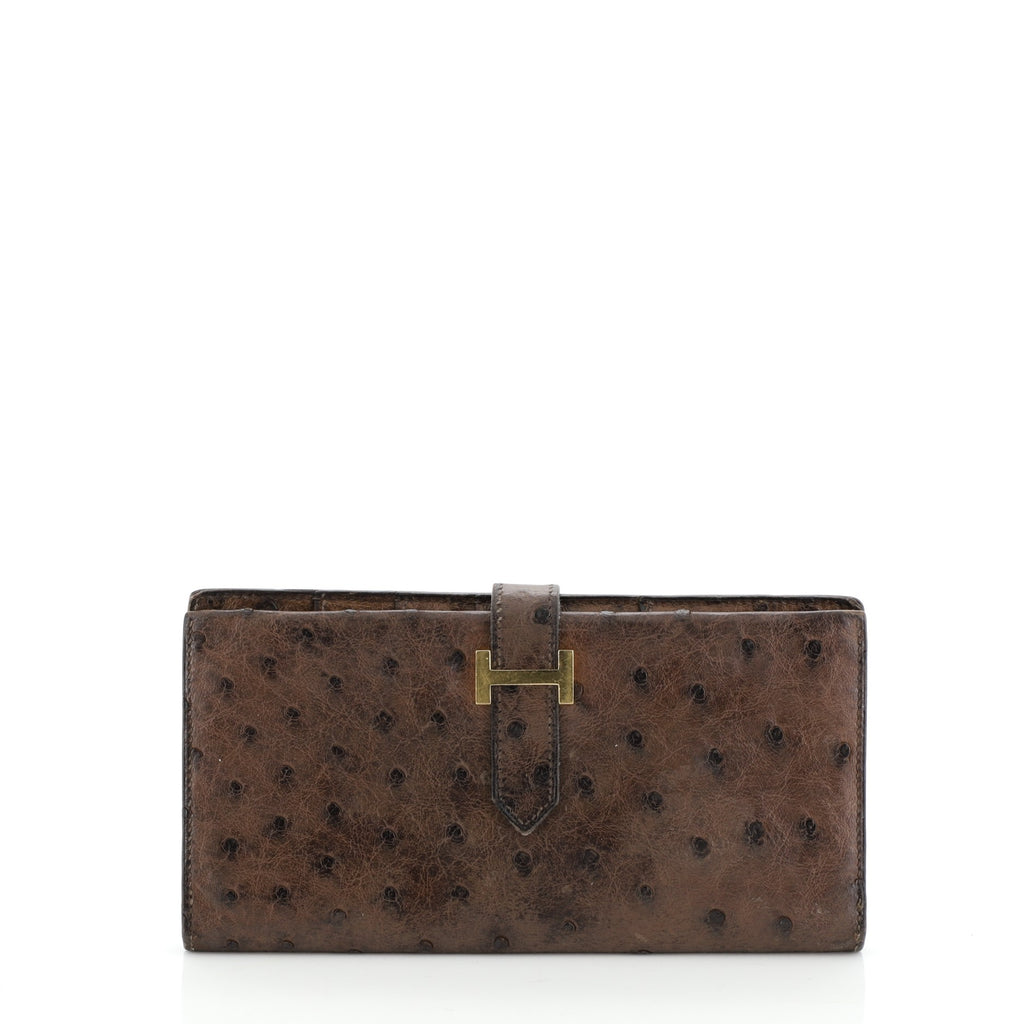 Hermès Ostrich Bearn Wallet - Brown Wallets, Accessories