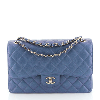 Classic Double Flap Bag Quilted Iridescent Caviar Jumbo