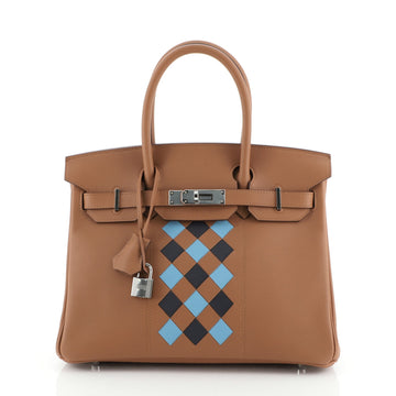 Birkin Handbag Tressage Gold Swift and Palladium Hardware 30