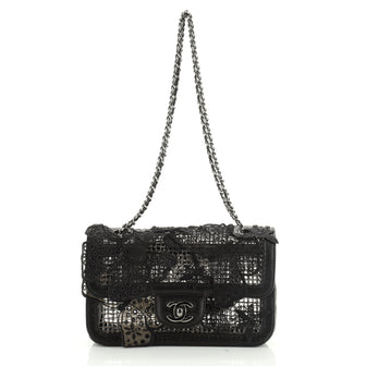 Butterfly Mesh Flap Bag Metal and Lambskin Small