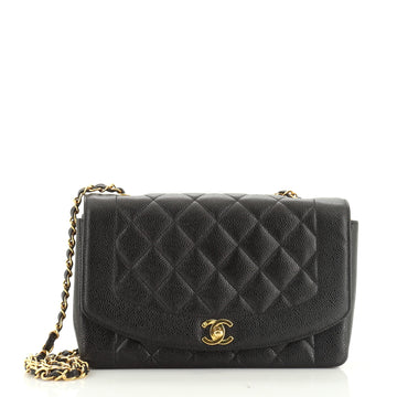 Vintage Diana Flap Bag Quilted Caviar Medium