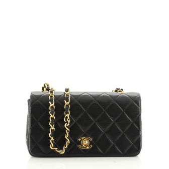 Chanel Vintage Full Flap Bag Quilted Lambskin Mini