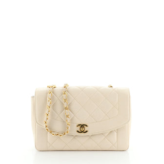 Vintage Diana Flap Bag Quilted Caviar Medium