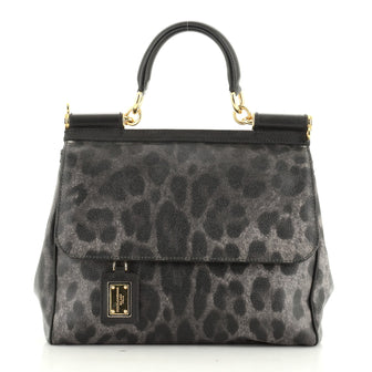 Miss Sicily Bag Leopard Print Leather Medium