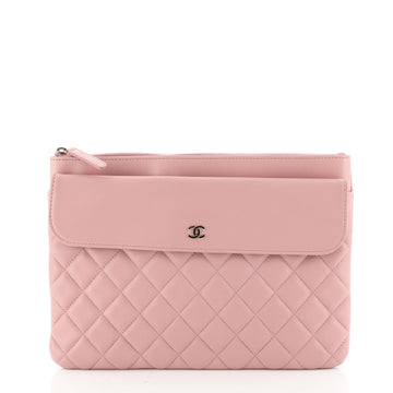 Pocket Zip Pouch Quilted Lambskin Medium