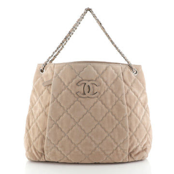 Double Stitch Hamptons Shoulder Bag Quilted Nubuck Large