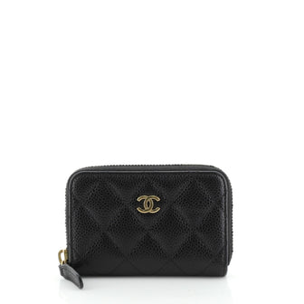 CC Zip Coin Purse Quilted Caviar Small
