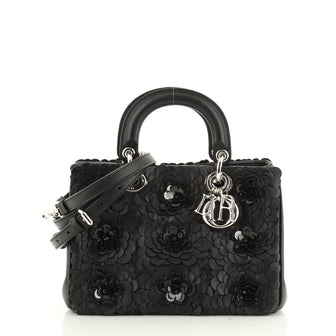 Lady Dior Bag Flower Embellished Leather Medium