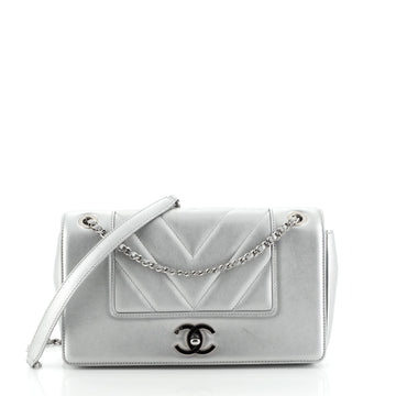 Mademoiselle Vintage Flap Bag Chevron Sheepskin Medium